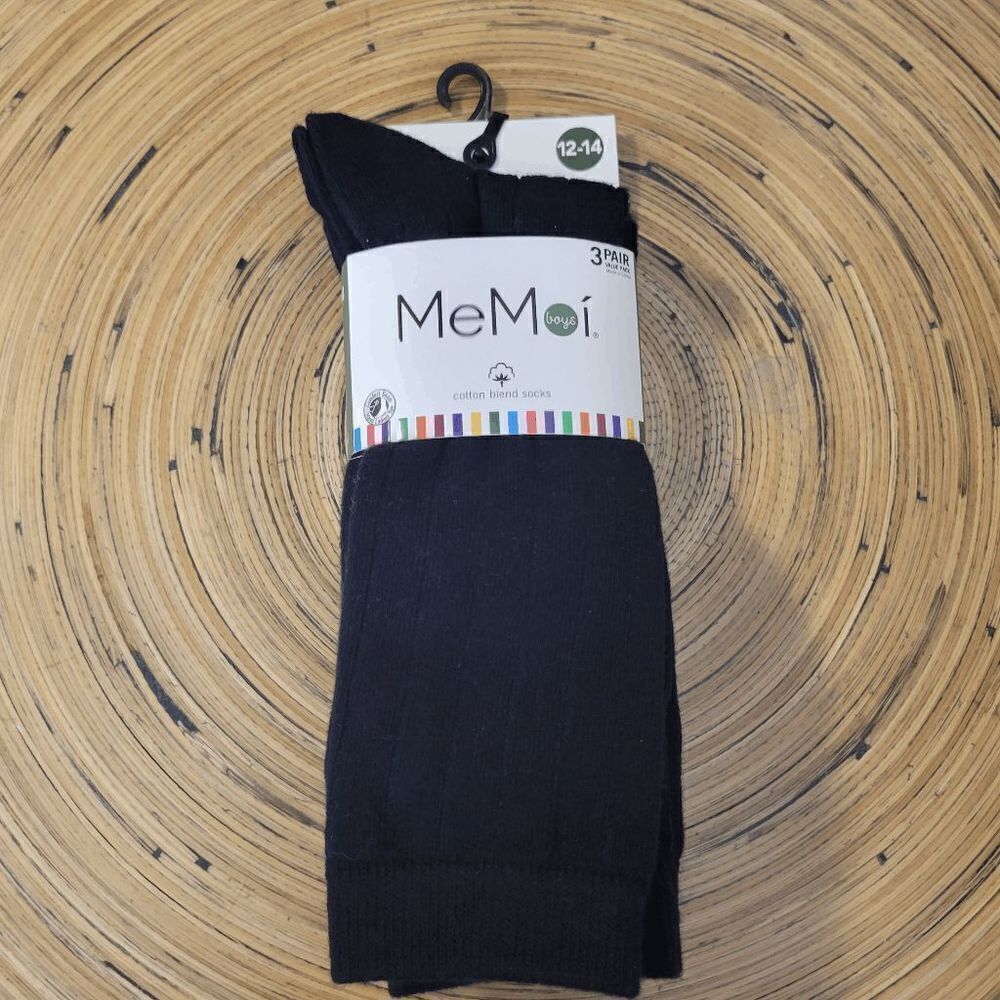 Memoi Ribbed Socks 3 Pairs MK-10950 Boys NWT Navy Blue Size 12-14